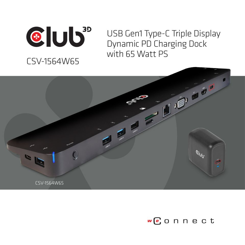 Club 3D Triple Display Dynamic PD Charging Dock