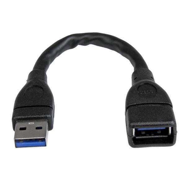 StarTech.com 15cm USB 3.0 Verlängerungskabel - USB 3 Typ A Kabel Verlängerung - Stecker/ Buchse - Schwarz - USB-Verlängerungskabel - USB Typ A (W)