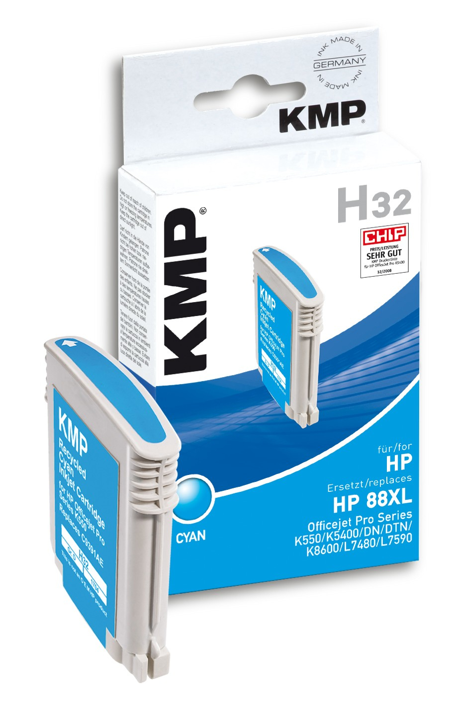 KMP H32 - 17 ml - Cyan - kompatibel - Tintenpatrone (Alternative zu: HP 88)