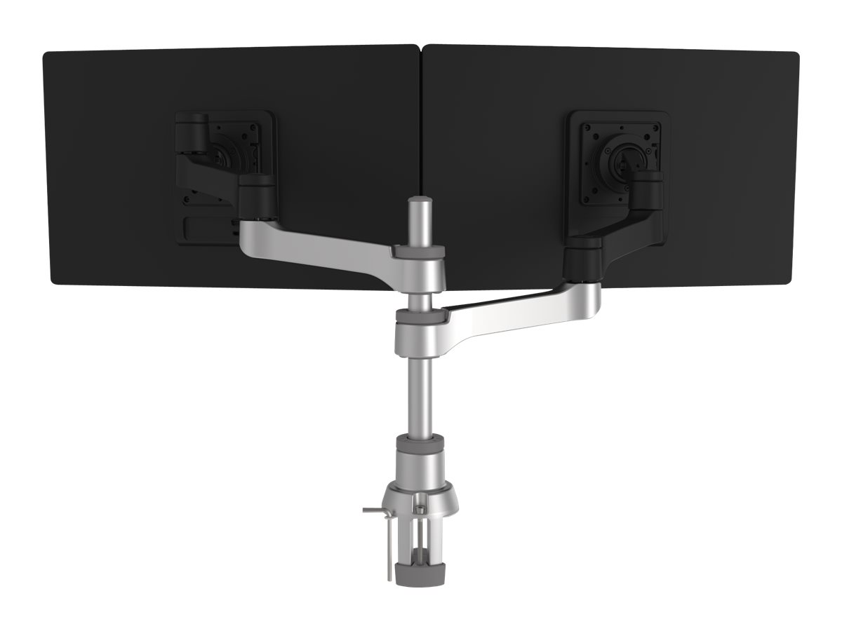 R-Go Zepher 4 - Befestigungskit (einstellbarer Monitorarm) - für 2 LCD-Displays - Aluminium - mattsilber - Bildschirmgröße: bis zu 66 cm (bis zu 26 Zoll)