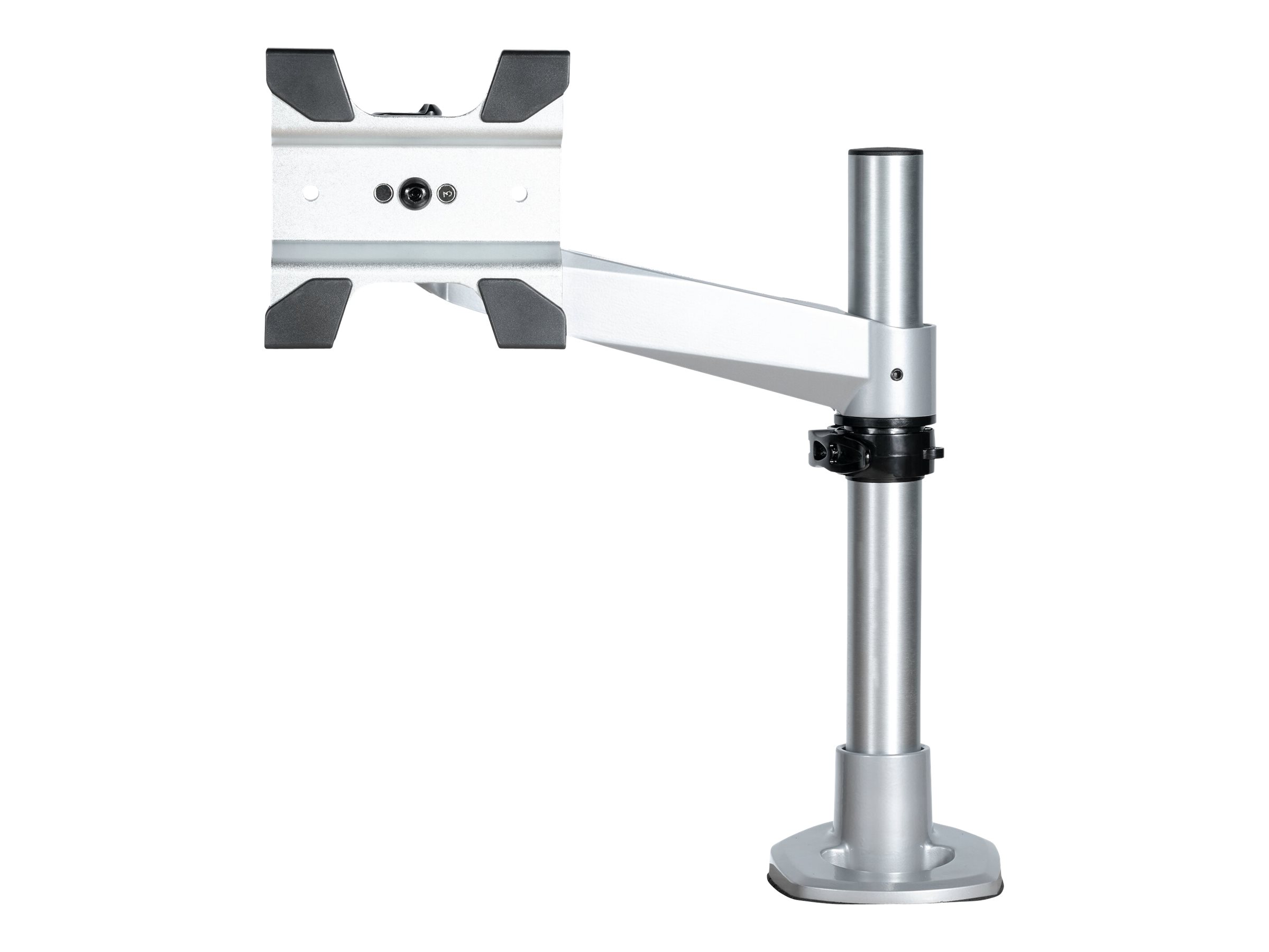 StarTech.com Desk Mount Monitor Arm, VESA or Apple iMac/Thunderbolt Display up to 14kg, Articulating Height Adjustable Single Desktop Monitor Pole Mount, Desk Clamp or Grommet, Silver - Small Footprint Design (ARMPIVOTB2)