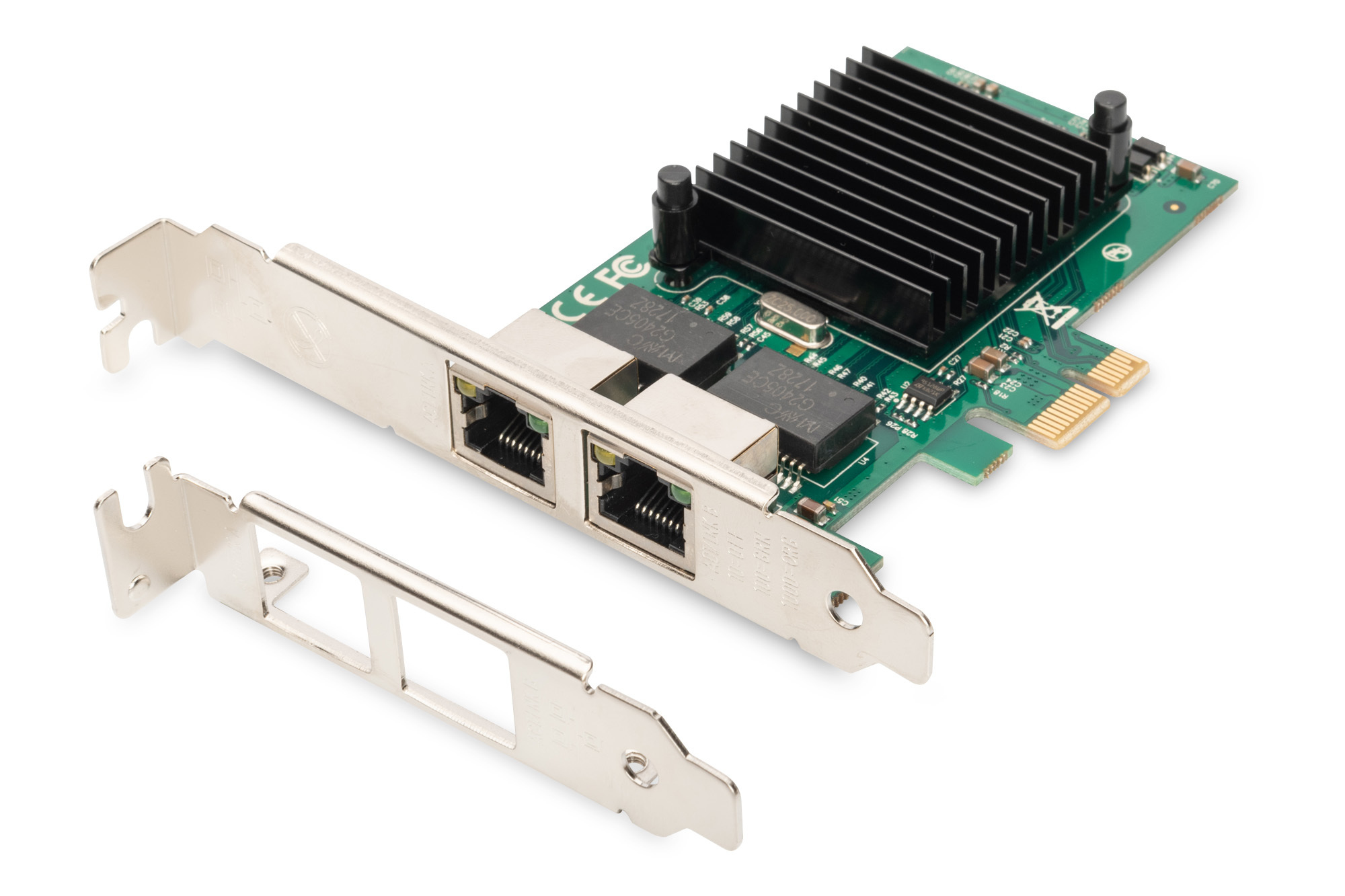 DIGITUS 2 Port Gigabit Ethernet Netzwerkkarte, RJ45, PCI Express, Intel Chipsatz