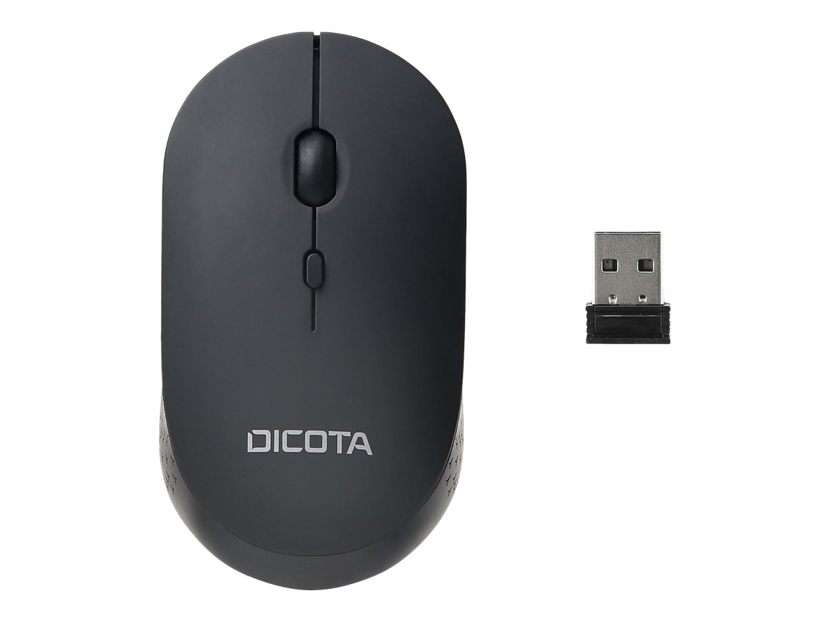 Dicota Silent - V2 - Maus - rechts- und linkshändig - optisch - 3 Tasten - kabellos - 2.4 GHz - kabelloser Empfänger (USB)