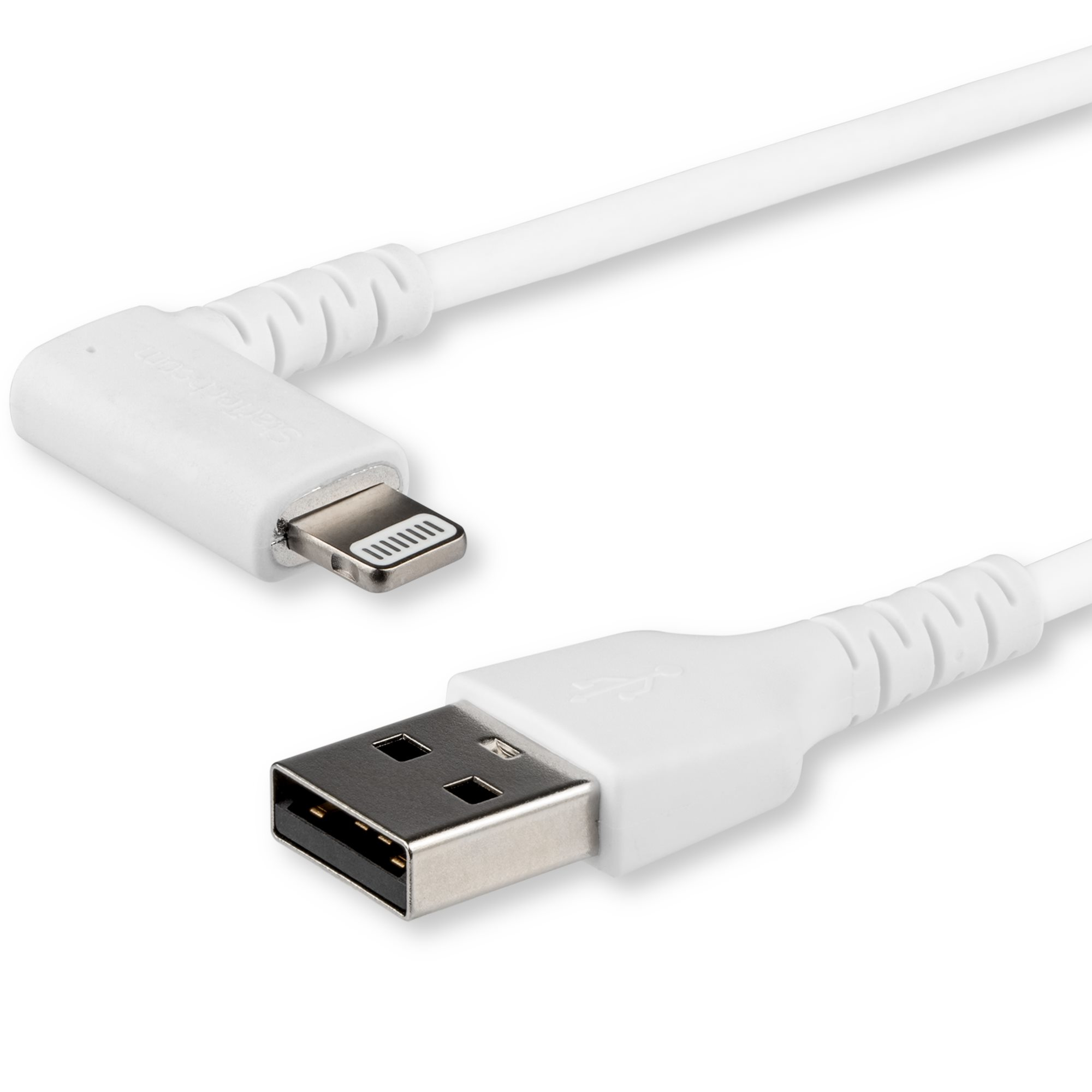 StarTech.com 1m USB-A auf Lightning-Kabel - 90° rechtwinkliges USB Typ-A auf Ladekabel - Synchronisationskabel - Apple MFi-zertifiziert iPad/iPhone 12 - Weiß (RUSBLTMM1MWR)