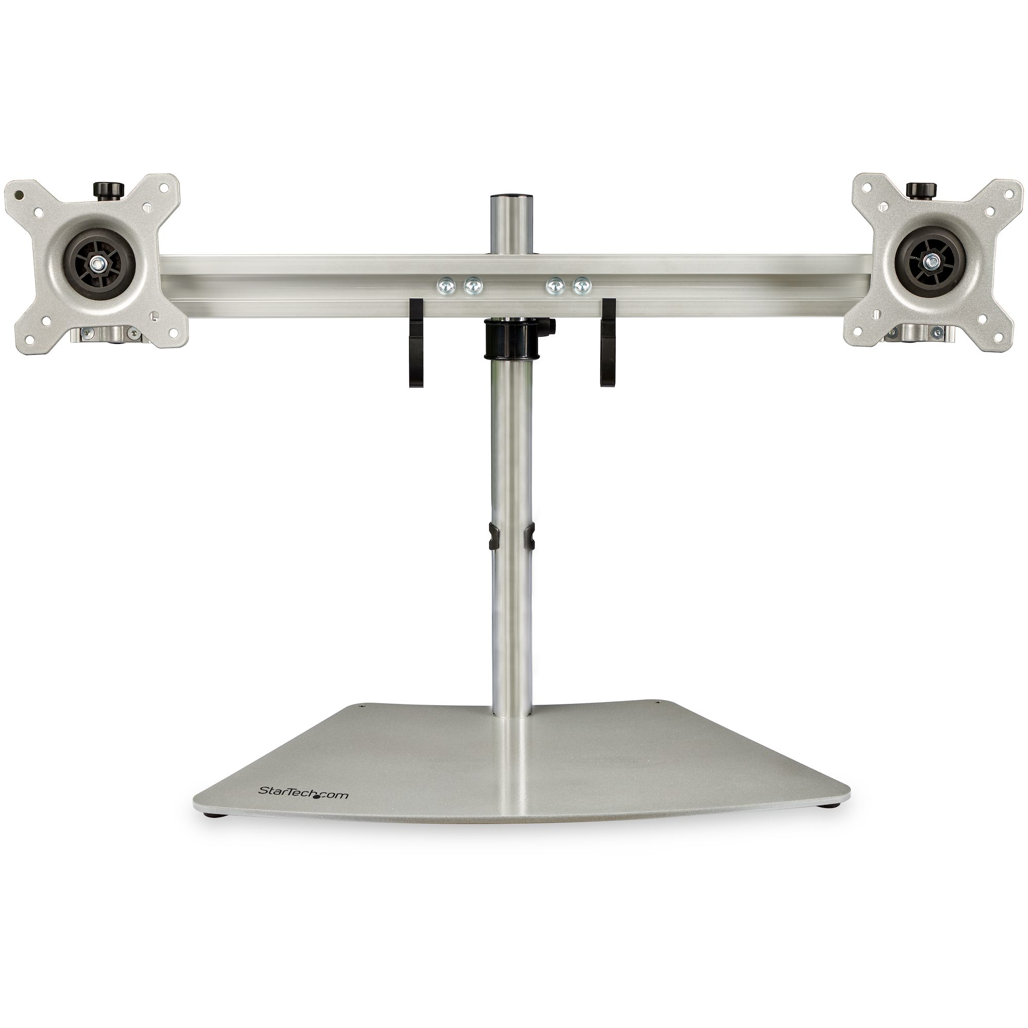 StarTech.com Doppelmonitorhalterung - Ergonomische, freistehende Doppelmonitor-Tischhalterung für zwei 24" Bildschirme(je 8kg) mit VESA-Montage - Synchronisierte Höhenverstellung - Silber (ARMDUOSS)
