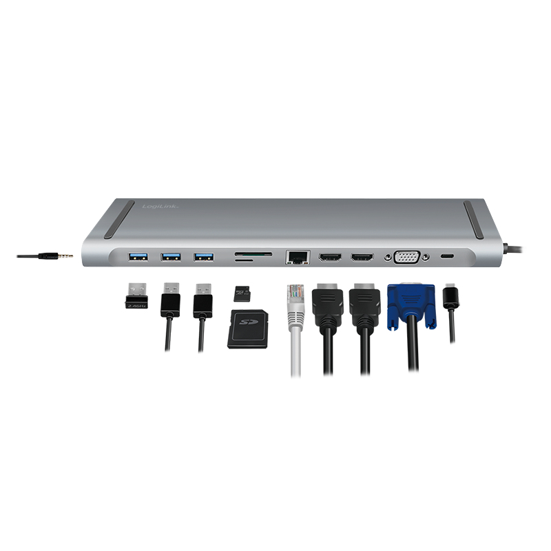 LogiLink Dockingstation - USB-C 3.2 Gen 1 - VGA, 2 x HDMI