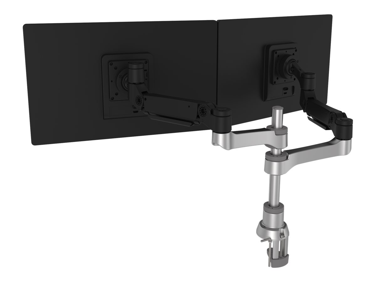 R-Go Caparo 4 Twin - Befestigungskit (einstellbarer Monitorarm) - für 2 LCD-Displays - Aluminium - mattsilber - Bildschirmgröße: bis zu 2 x 81,3 cm (bis zu 2 x 32")
