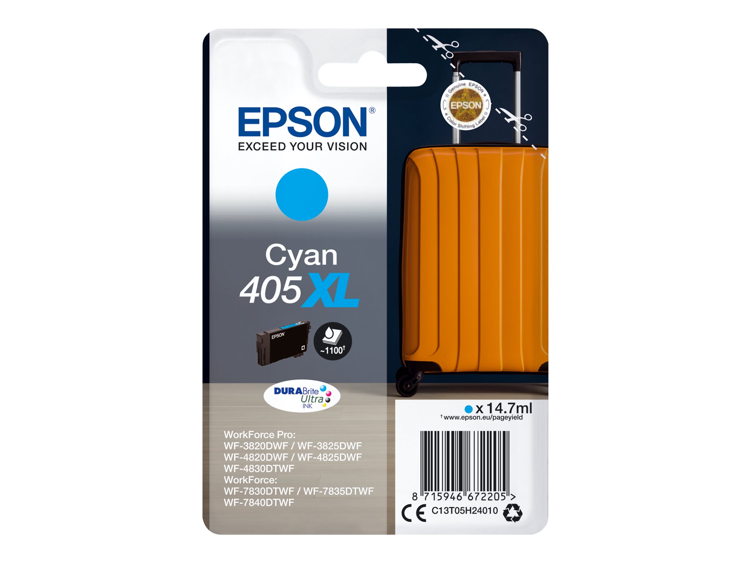 Epson 405XL - 14.7 ml - XL - Cyan - original