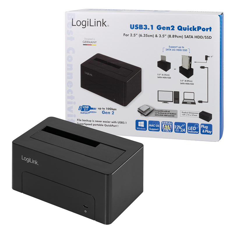LogiLink Quickport - HDD-Dockingstation - 2,5" / 3,5" gemeinsam genutzt (6,4 cm/8,9 cm gemeinsam genutzt)