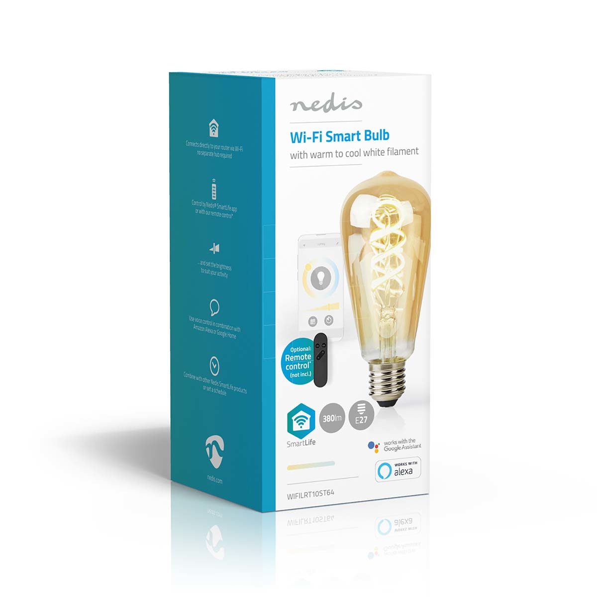 Nedis Smartlife LED Filament Lampe| WLAN| E27| 360 lm| 4.9 W| Warm to Cool White|