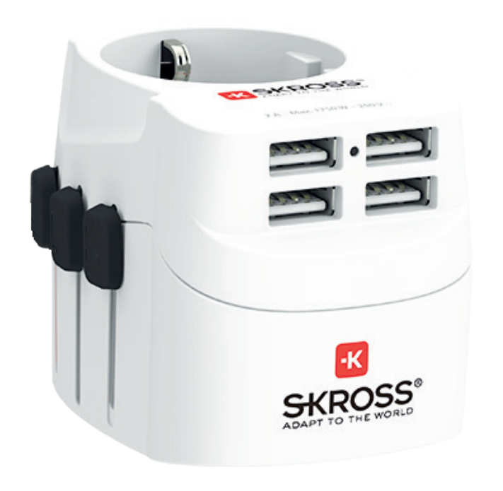 SKROSS 1302471 Reiseadapter PRO Light USB 4xA - World