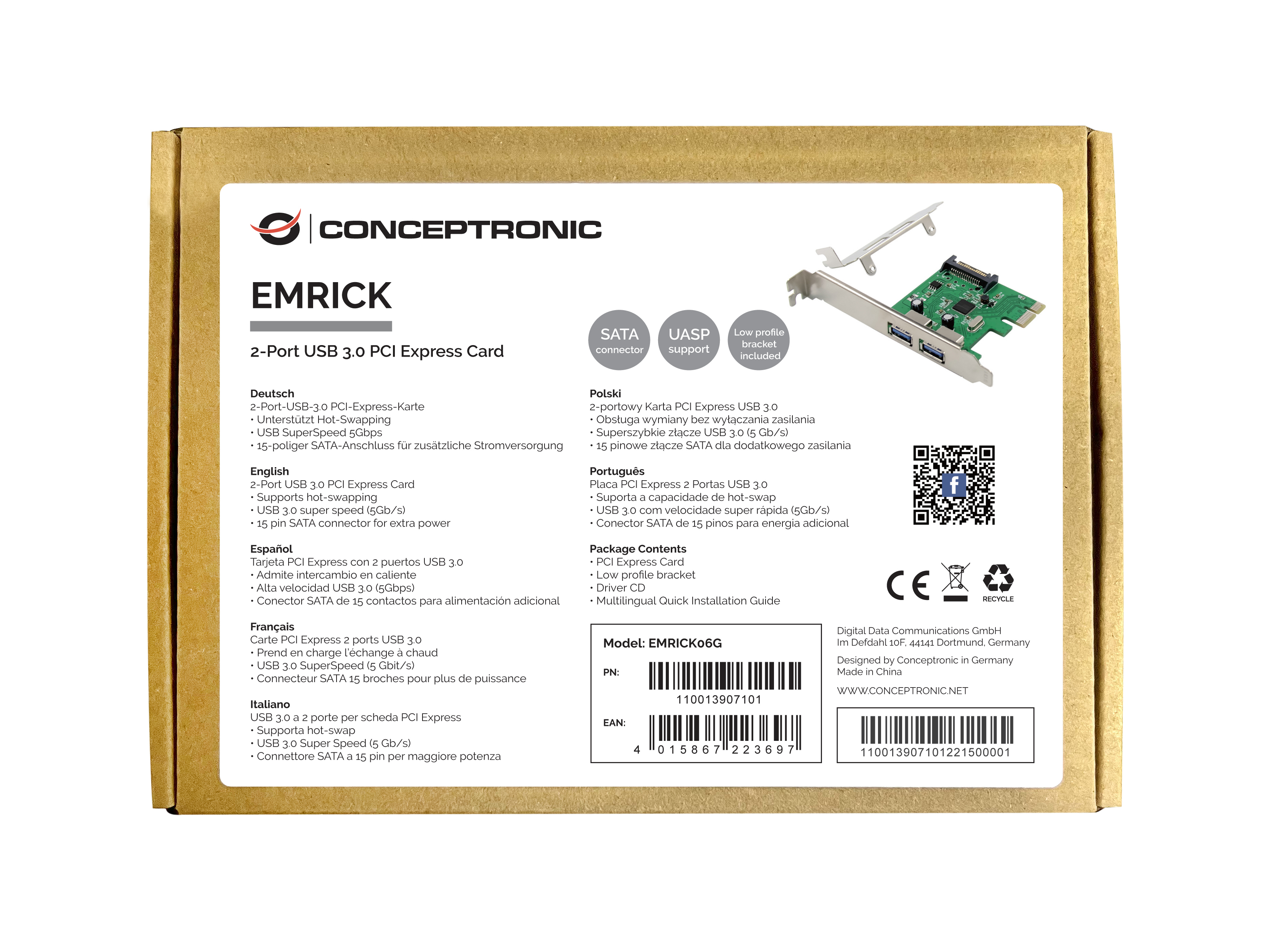 Conceptronic EMRICK06G - USB-Adapter - PCIe 2.0 Low-Profile
