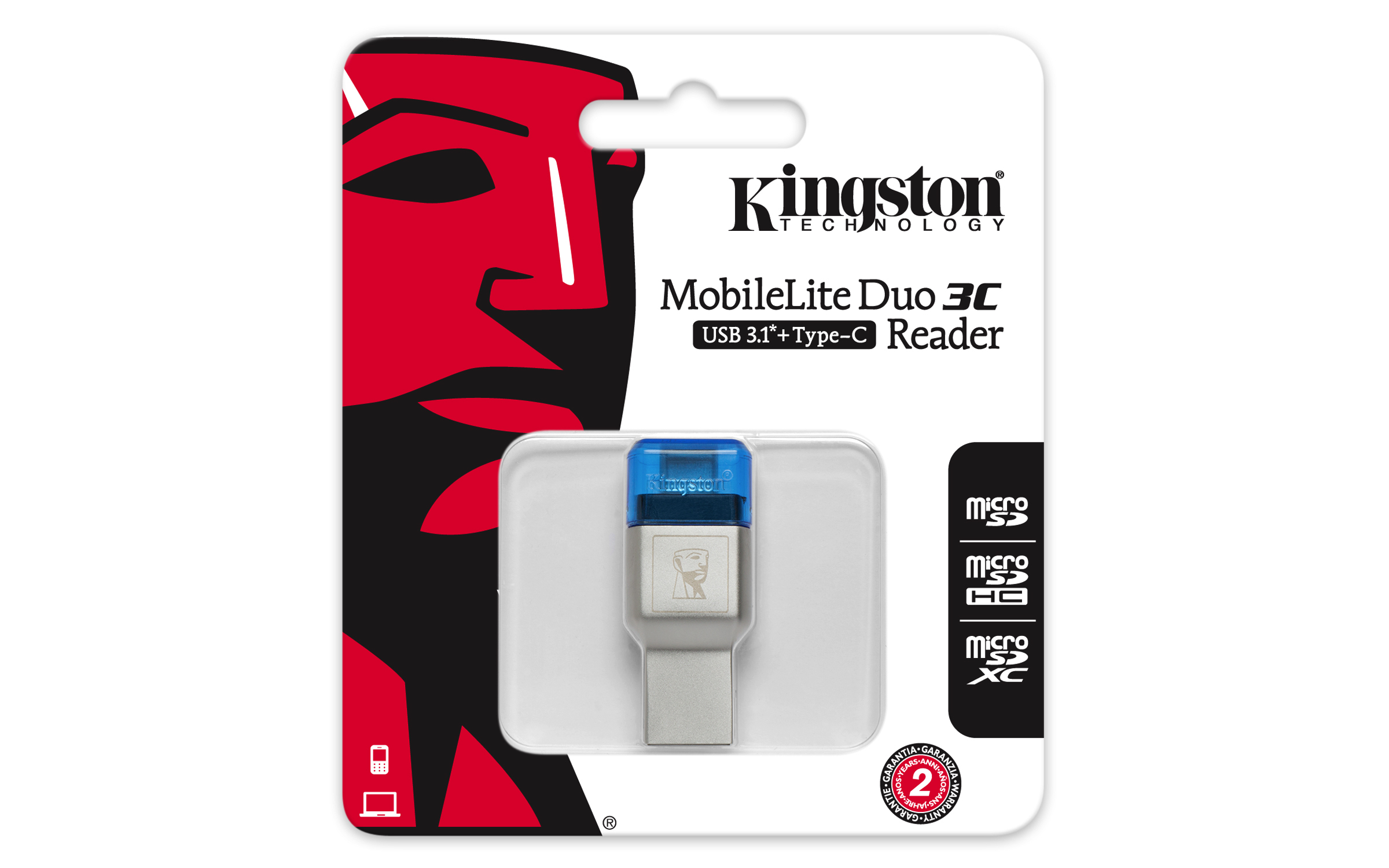 Kingston MobileLite Duo 3C - Kartenleser (microSD, microSDHC UHS-I, microSDXC UHS-I)