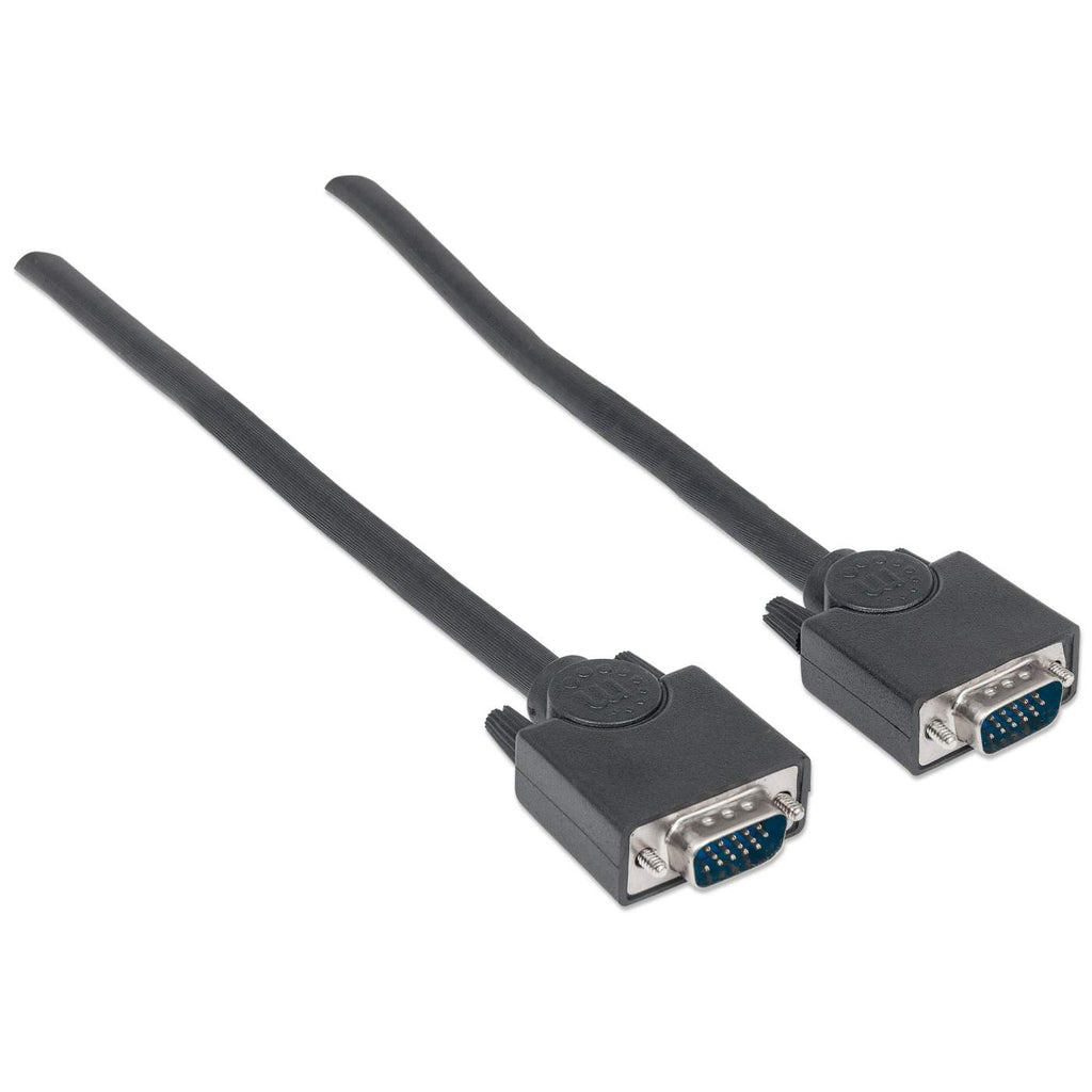 Manhattan VGA Monitor Cable, 3m, Black, Male to Male, HD15, Cable of higher SVGA Specification (fully compatible)