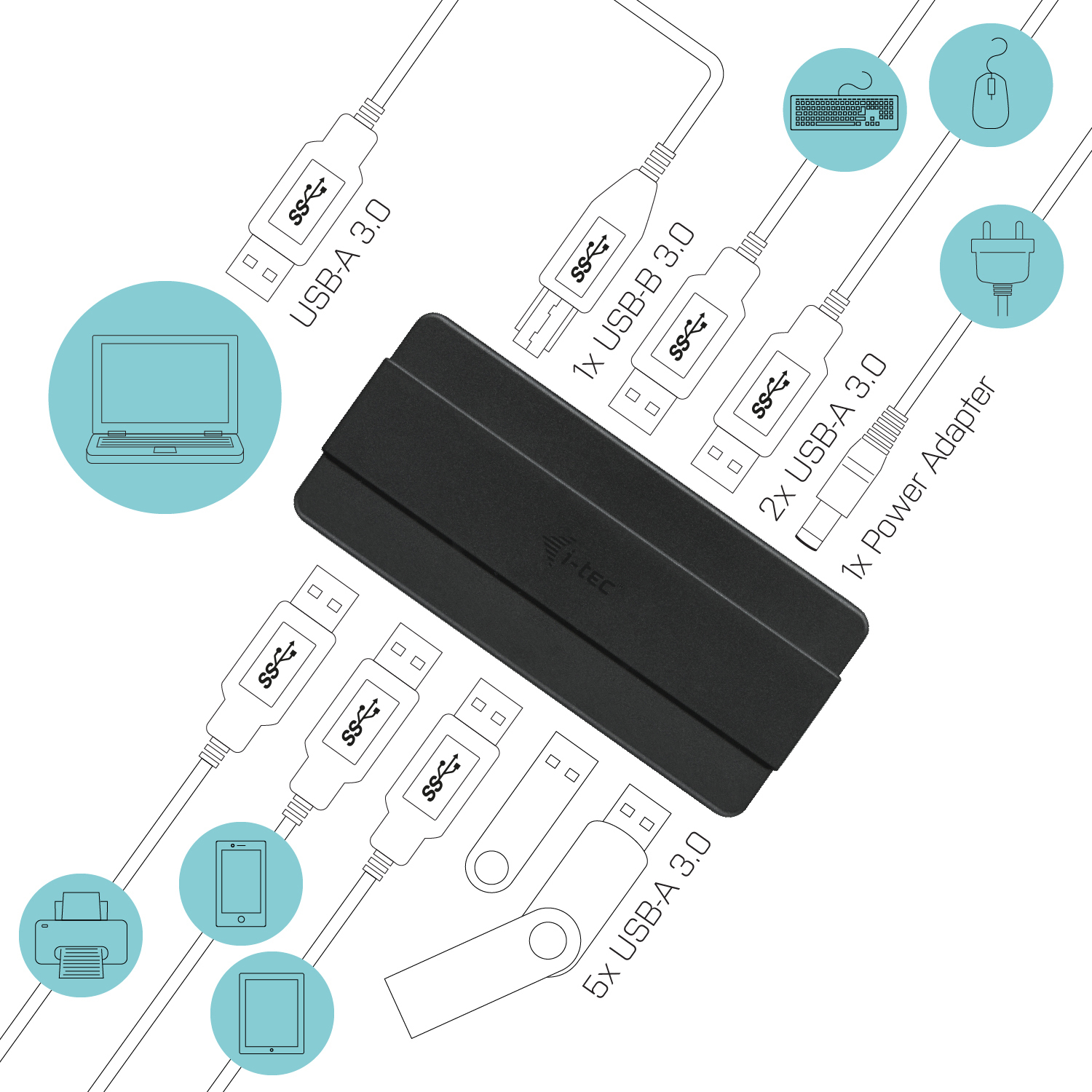 i-tec USB 3.0 Charging HUB - Hub - 7 x SuperSpeed USB 3.0