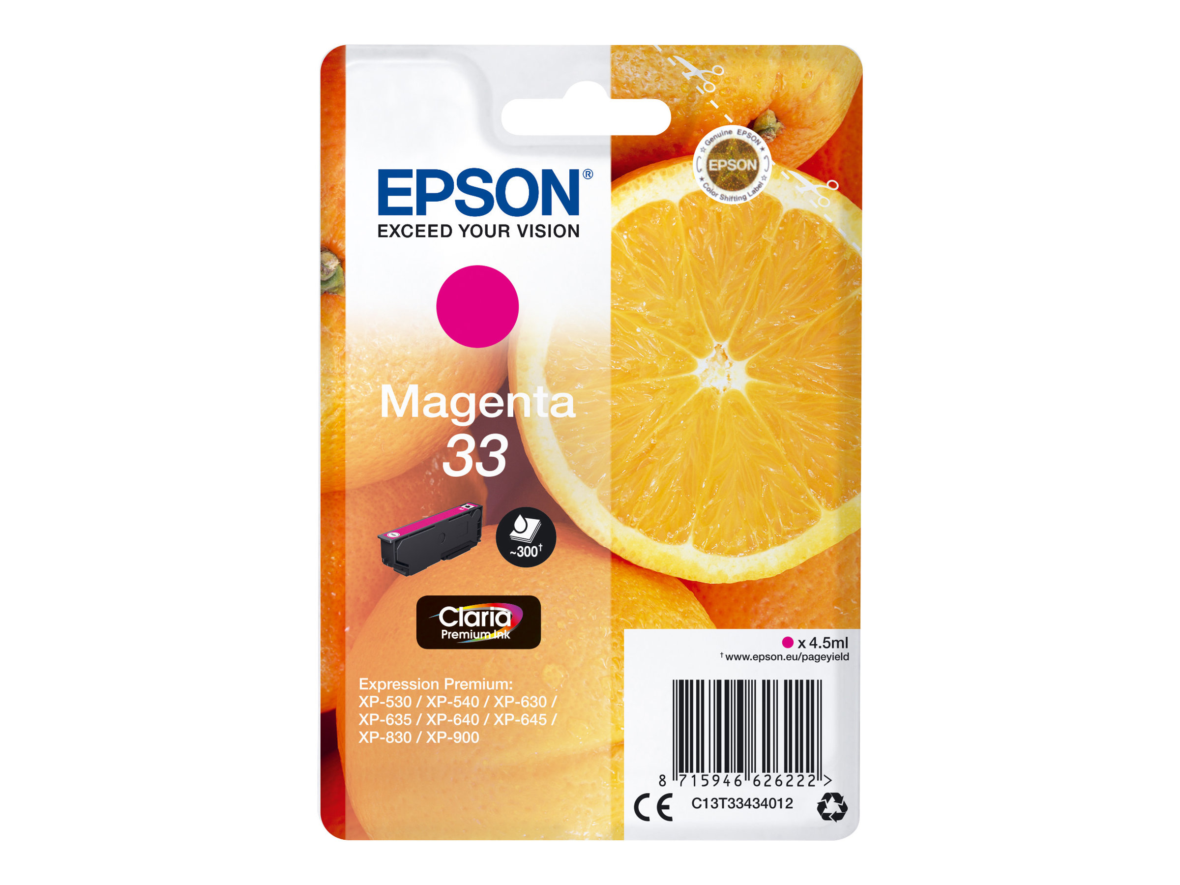 Epson 33 - 4.5 ml - Magenta - Original - Blister mit RF- / aktustischem Alarmsignal