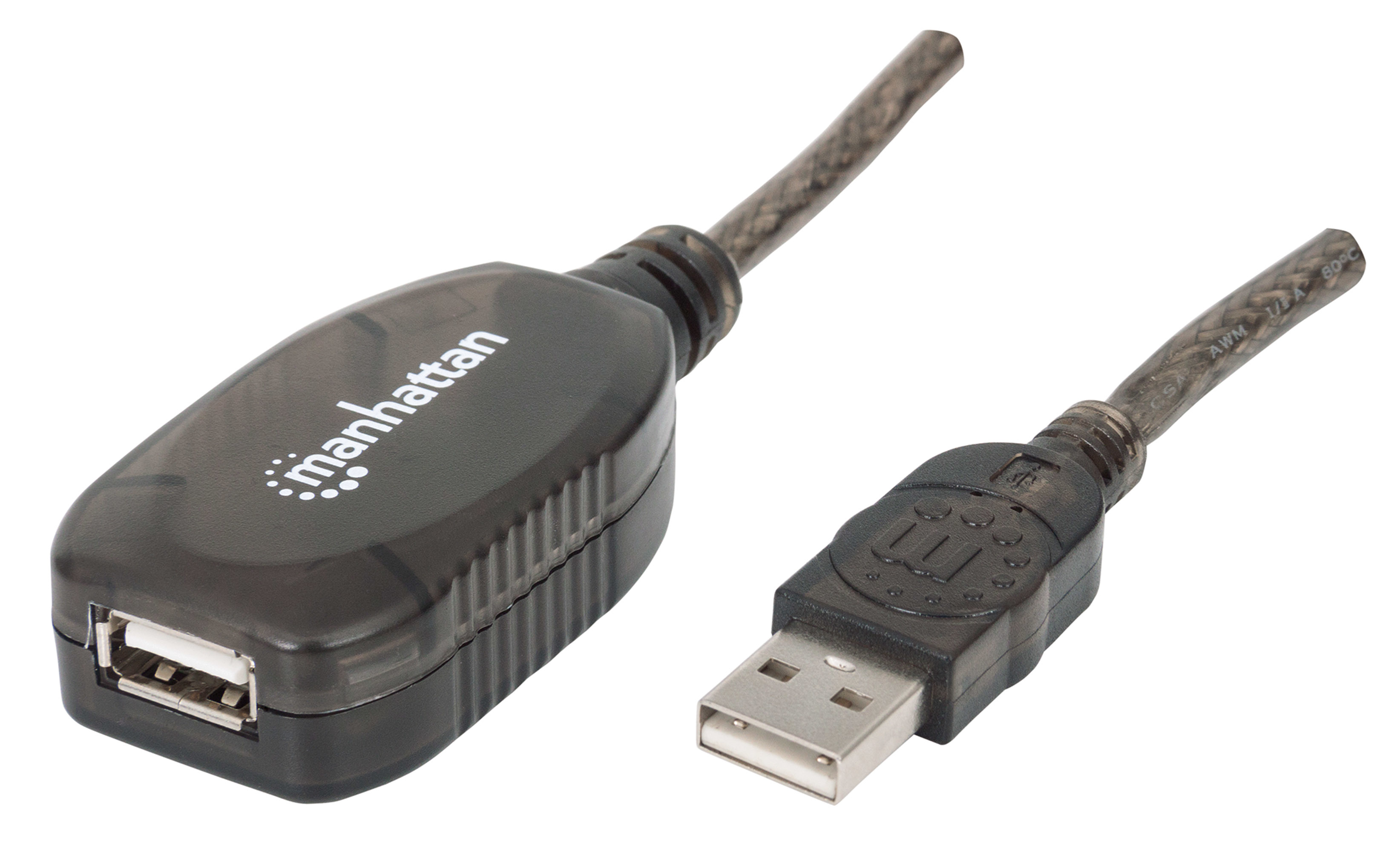 IC Intracom Manhattan USB-A to USB-A Extension Cable, 20m, Male to Female, Active, 480 Mbps (USB 2.0)