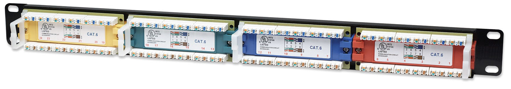 Intellinet 24-Port Cat6 Patchpanel, UTP, 19", 1 HE, farbkodiert - Patch Panel - RJ-45 X 24 - 1U - 48.3 cm (19")