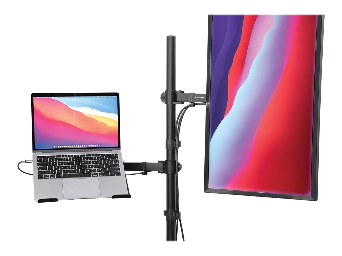 IC Intracom Manhattan TV & Monitor & Laptop Combo Mount, Desk, Full Motion, 1 screen, Screen Sizes: 10-27", Laptop up to 17", Black, Clamp Assembly, VESA 75x75 to 100x100mm, Max 8kg, Lifetime Warranty - Befestigungskit (Tischmontage)