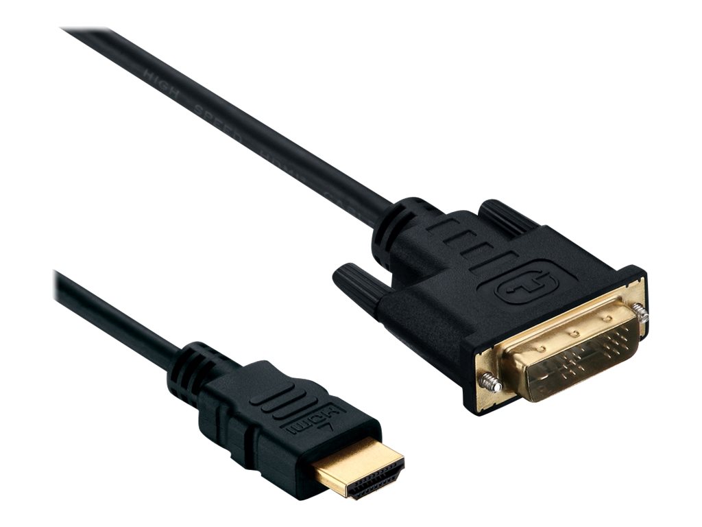 Helos BASIC - Adapterkabel - 18+1 pin digital DVI männlich zu HDMI männlich - 50 cm - abgeschirmt - Schwarz - Daumenschrauben, unterstützt 4K 60 Hz (3840 x 2160)