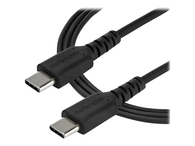 StarTech.com 1m USB-C Ladekabel - Langlebiges USB 2.0 Typ C zu USB C Datenübertragungs-/Schnellladekabel - TPE Mantel Aramidfaser M/M 60W Schwarz - Samsung S10 S20 iPad Pro MS Surface (RUSB2AC1MB)