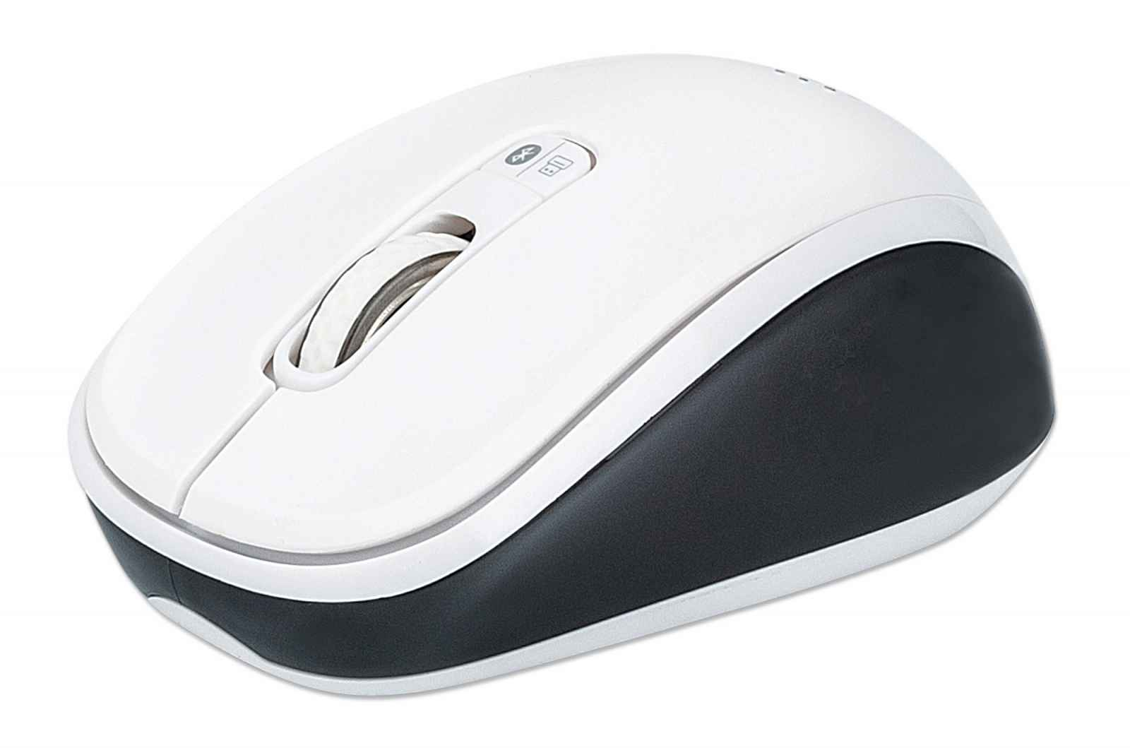 Manhattan Dual-Mode Mouse, Bluetooth 4.0 and 2.4 GHz Wireless, 800/1200/1600 dpi, Three Buttons With Scroll Wheel, Black & White, Three Year Warranty, Box - Maus - optisch - 3 Tasten - kabellos - 2.4 GHz, Bluetooth 4.0 - kabelloser Empfänger (USB)