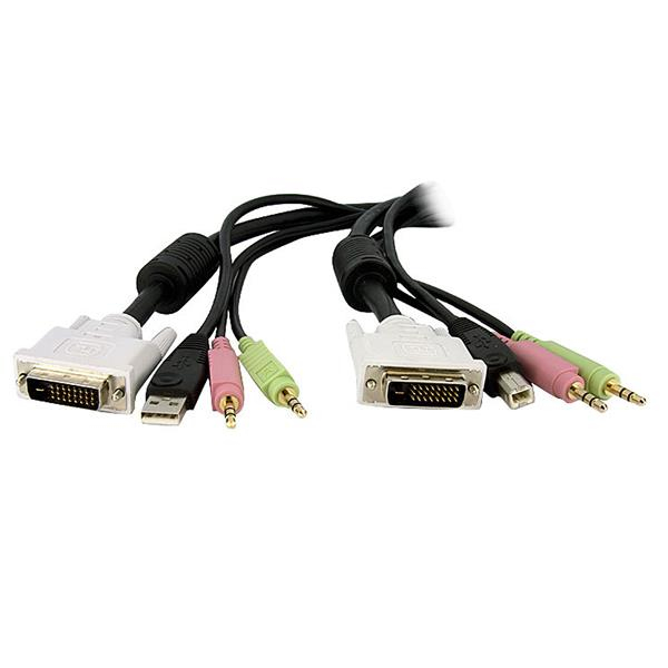 StarTech.com 4,5 m 4-in-1 USB Dual Link DVI-D KVM-Switchkabel mit Audio und Mikrofon - Tastatur- / Video- / Maus- / Audio-Kabel - USB, Stereo Mini-Klinkenstecker, DVI-D (M)