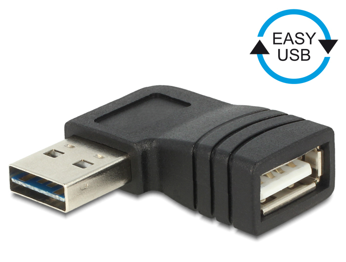 Delock Adapter EASY-USB 2.0-A male > USB 2.0-A female angled left / right - Gender Changer USB - USB (W)