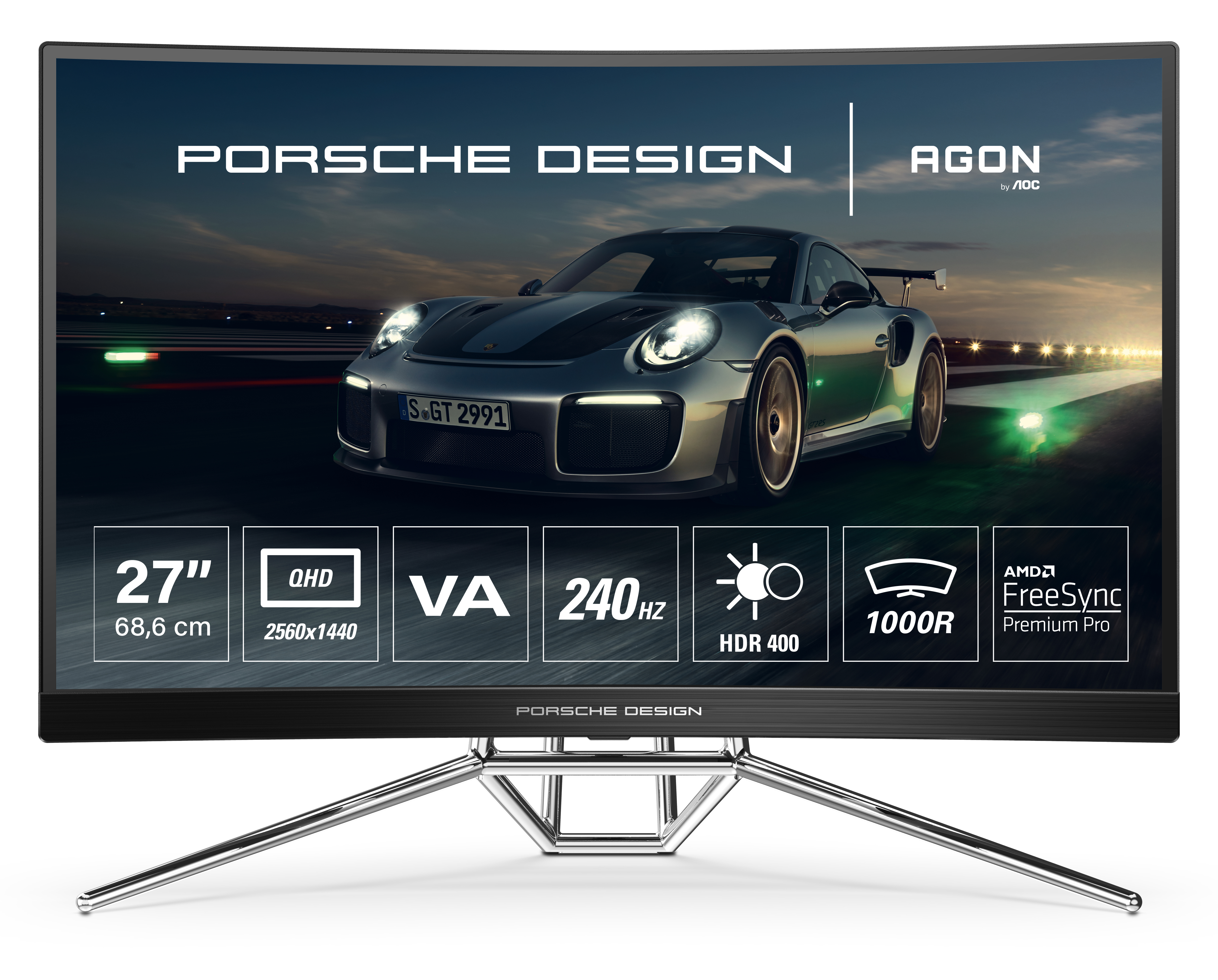 AOC Gaming PD27 - Porsche Design - AGON Series - LED-Monitor - Gaming - gebogen - 69 cm (27")