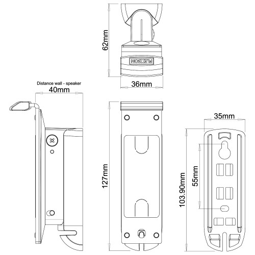 Flexson S1-WMX2 - Klammer für Lautsprecher - Schwarz - Wandmontage (Packung mit 2)