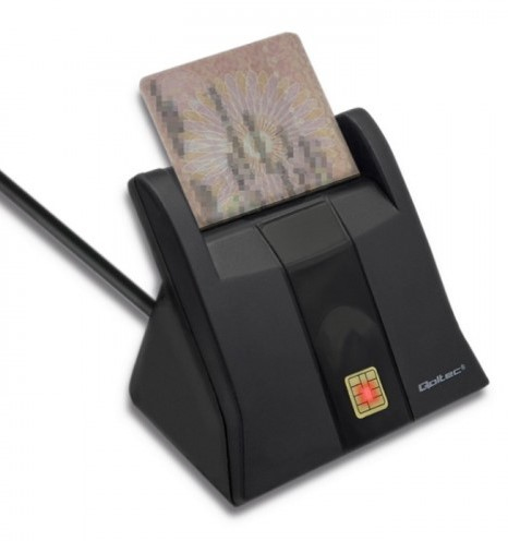 Qoltec 50643 Smart chip ID card scanner|USB 2.0| Plug&Play