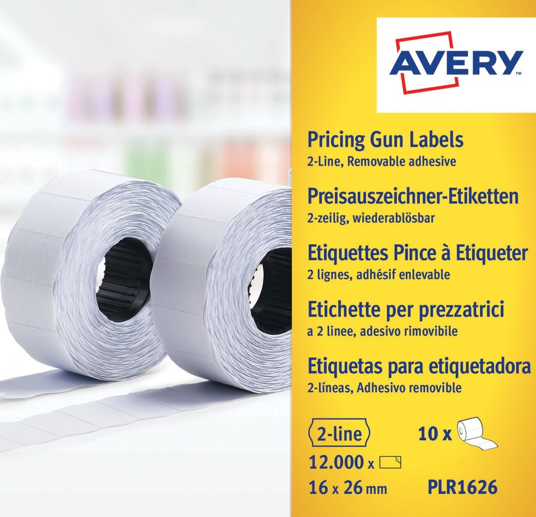 Avery Zweckform Avery PLR1626 - Papier - entfernbarer Klebstoff - weiß - 26 x 16 mm 12000 Etikett(en) (10 Rolle(n)