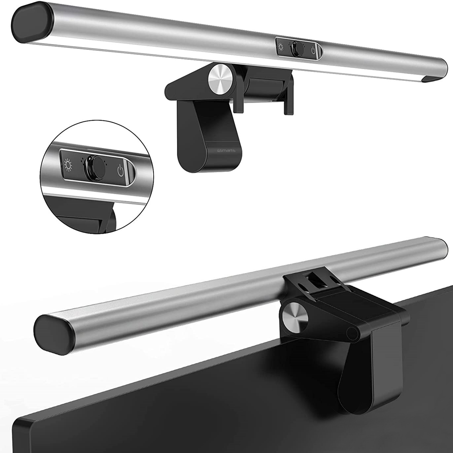 4smarts 2in1 LightBar Pro Monitorlampe mit FullHD Webcam silber