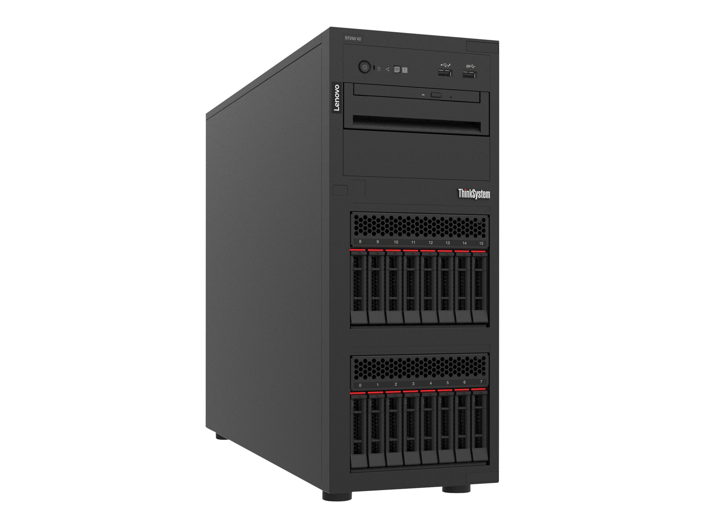 Lenovo ThinkSystem ST250 V2 7D8F - Server - Tower - 4U - 1-Weg - 1 x Xeon E-2356G / 3.2 GHz - RAM 16 GB - Hot-Swap 6.4 cm (2.5")
