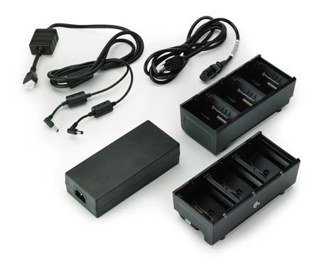 Zebra 3-Slot Battery Charger Connected via Y Cable - Batterieladegerät - Ausgangsanschlüsse: 3 - Großbritannien (Packung mit 2)