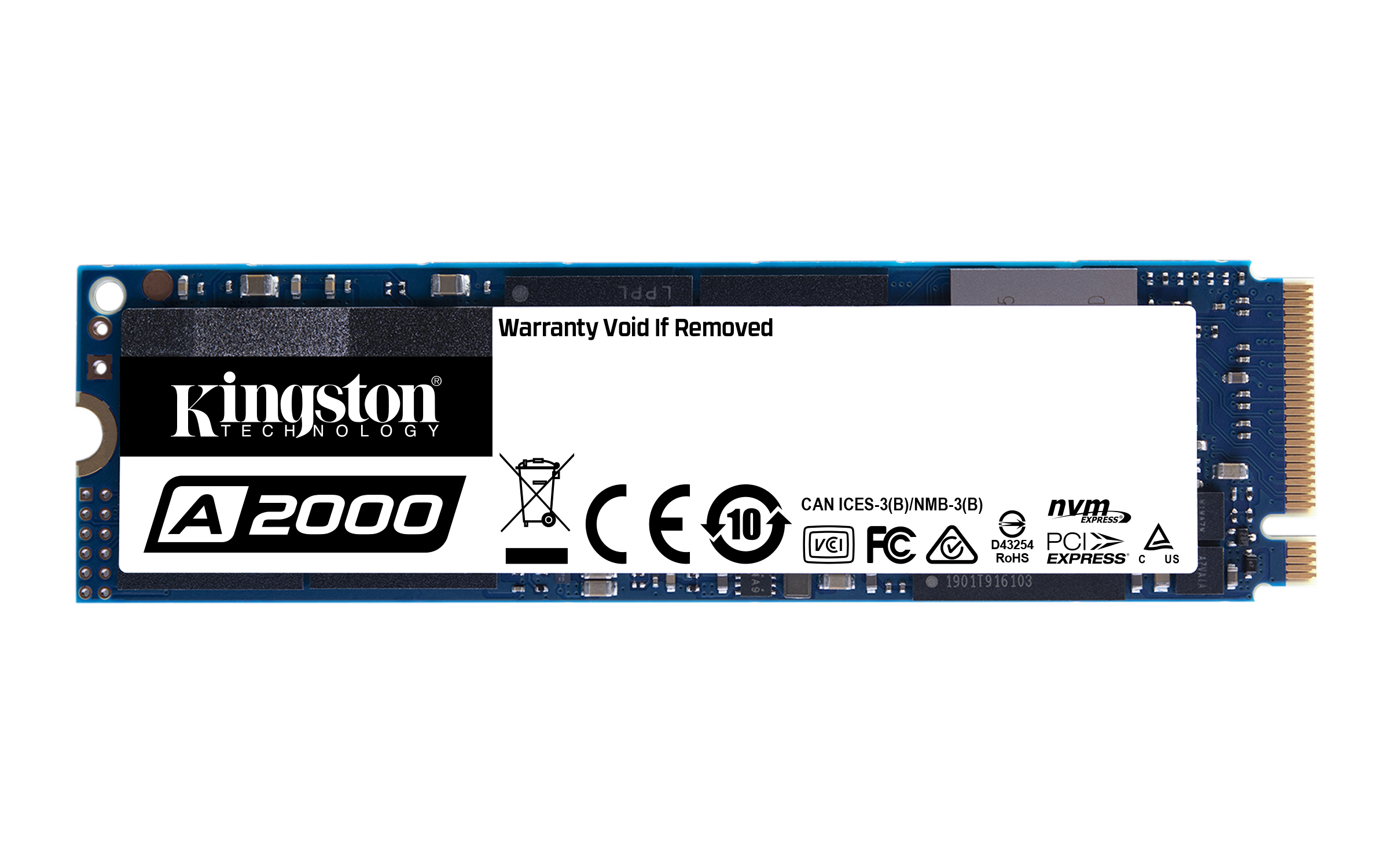 Kingston A2000 - SSD - verschlüsselt - 1 TB - intern - M.2 2280 - PCIe 3.0 x4 (NVMe)