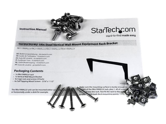StarTech.com 2HE 19 Zoll Wandmontage Geräte Rack - Open Frame Rack - Stahl - Schwarz - Halterung - geeignet für Wandmontage - Schwarz - 2U - 48.3 cm (19")