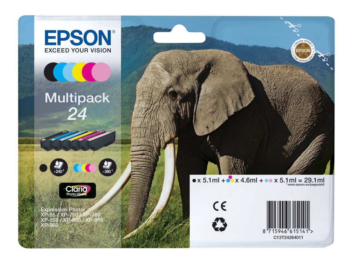 Epson 24 Multipack - 6er-Pack - 29.1 ml - Schwarz, Gelb, Cyan, Magenta, hellmagentafarben, hell Cyan