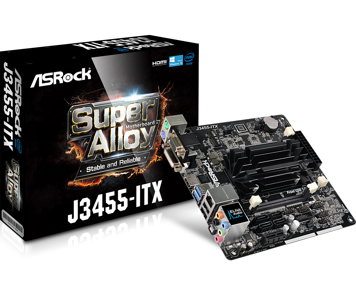 ASRock J3455-ITX - Motherboard - Mini-ITX - Intel Celeron J3455 - USB 3.0 - Gigabit LAN - Onboard-Grafik - HD Audio (8-Kanal)