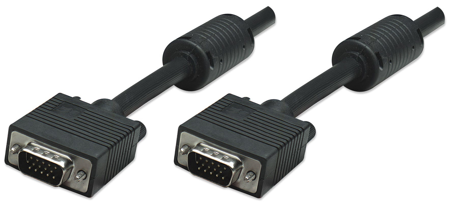 Manhattan VGA Monitor Cable (with Ferrite Cores), 15m, Black, Male to Male, HD15, Cable of higher SVGA Specification (fully compatible)