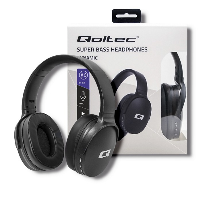 Qoltec 50851 Wireless Headphones with microphone Super Bass| Dynamic| BT| - Mikrofon