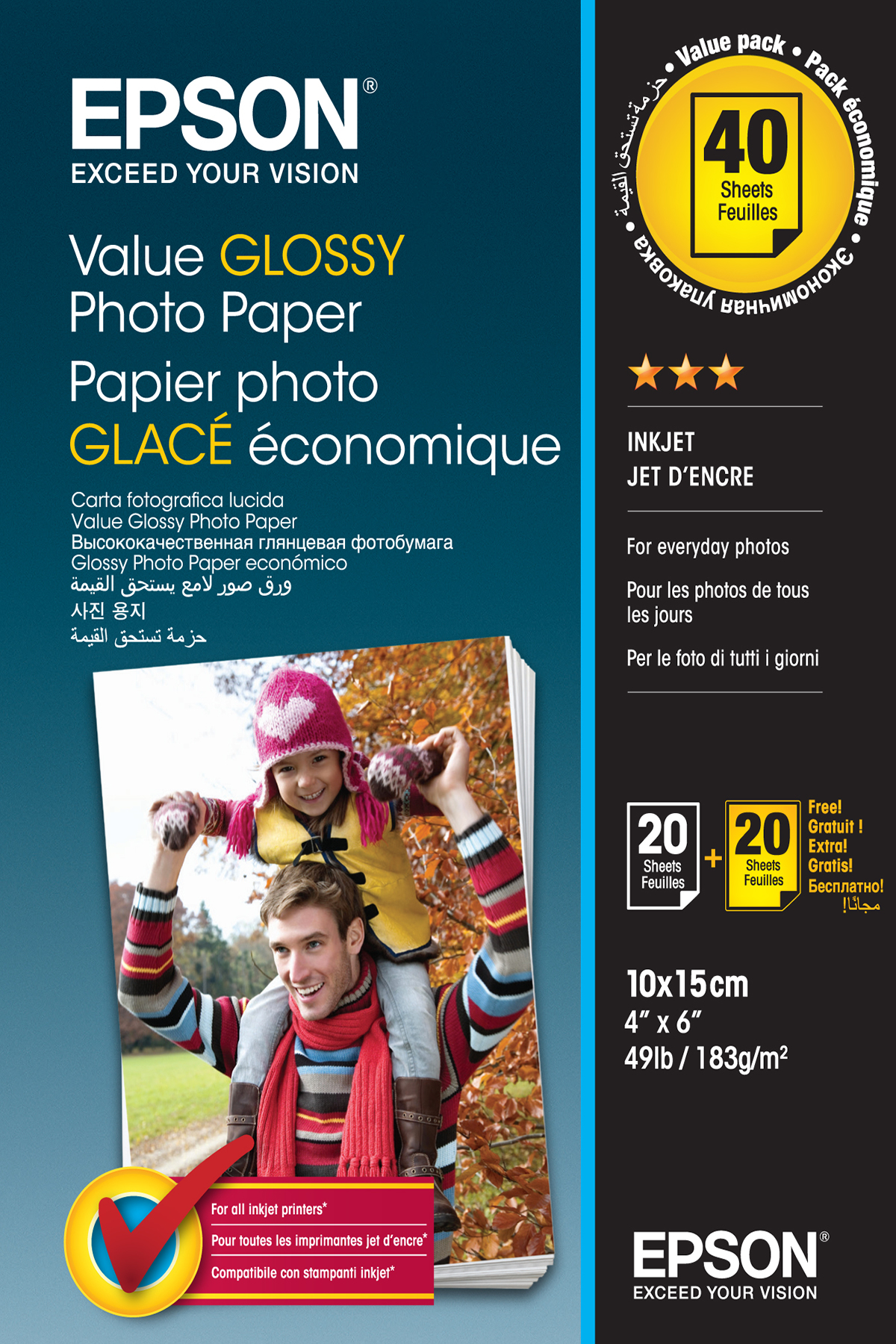 Epson Value Photo Paper Glossy - Glänzend - 100 x 150 mm 20 Blatt Fotopapier (Packung mit 2)