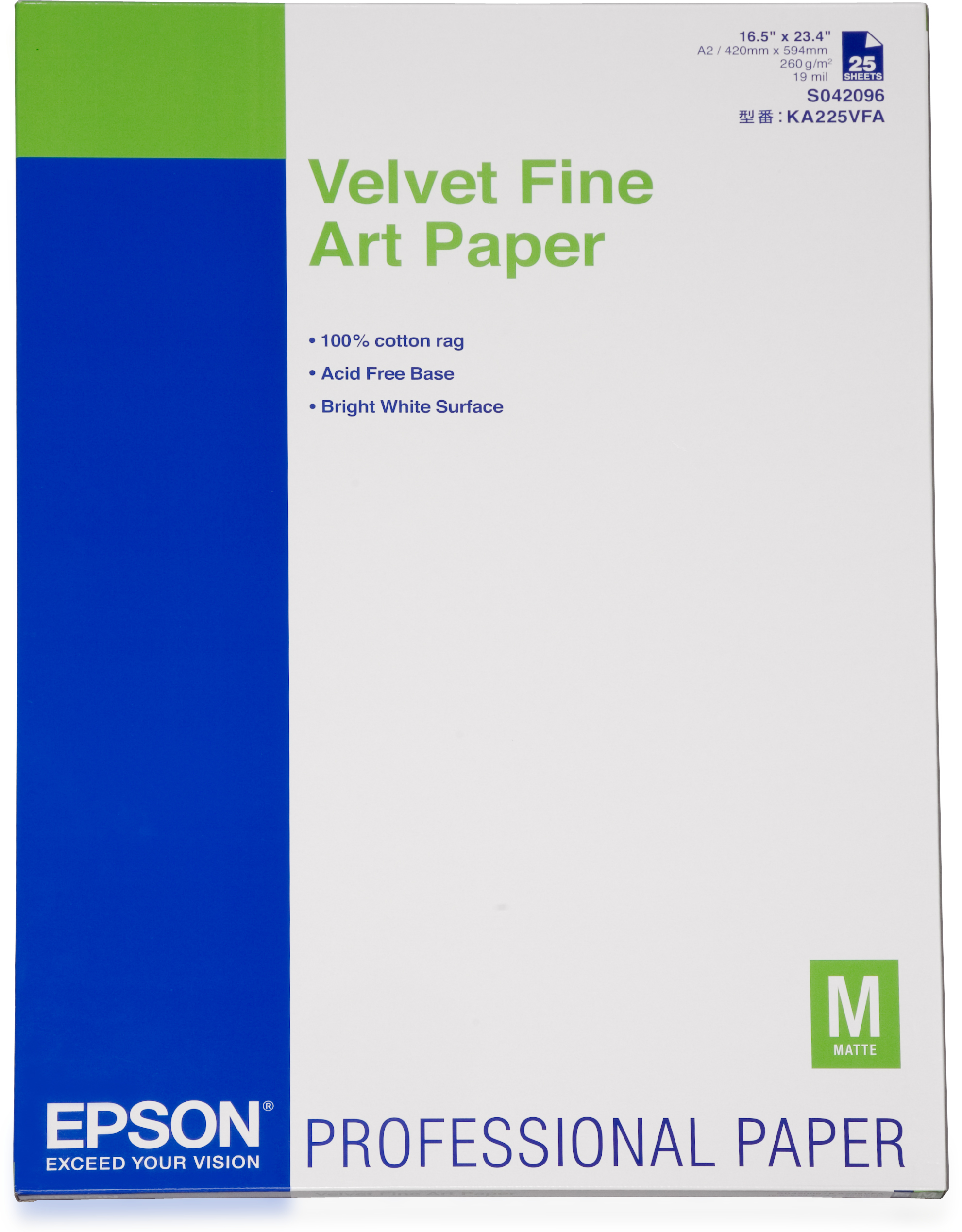 Epson Fine Art Velvet - Velvet - A2 (420 x 594 mm) 25 Blatt Kunstpapier