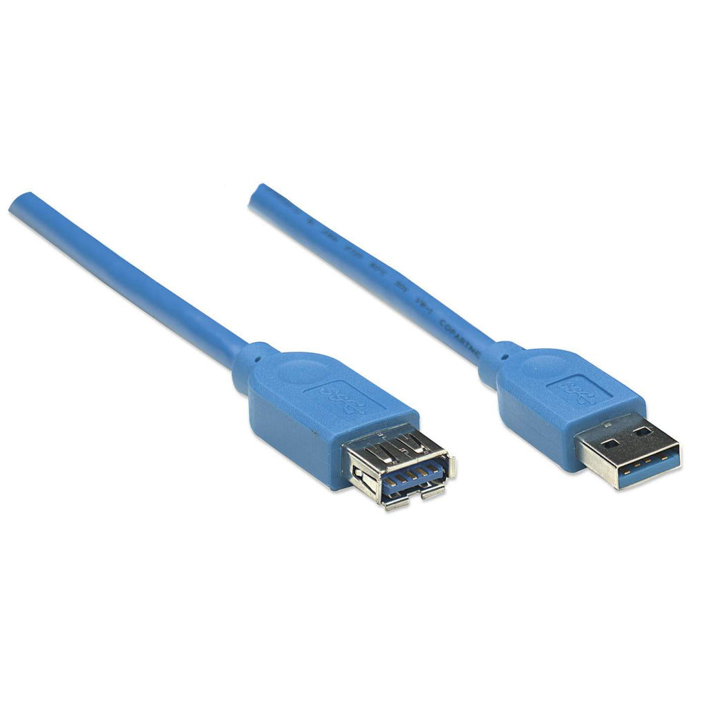 Manhattan USB-A to USB-A Extension Cable, 2m, Male to Female, Blue, 5 Gbps (USB 3.2 Gen1 aka USB 3.0)