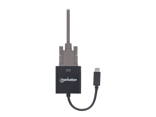 Manhattan USB-C to VGA Converter Cable, 1080p@60Hz, Black, 8cm, Male to Female, Lifetime Warranty, Blister - Videoadapter - USB-C männlich zu HD-15 (VGA)