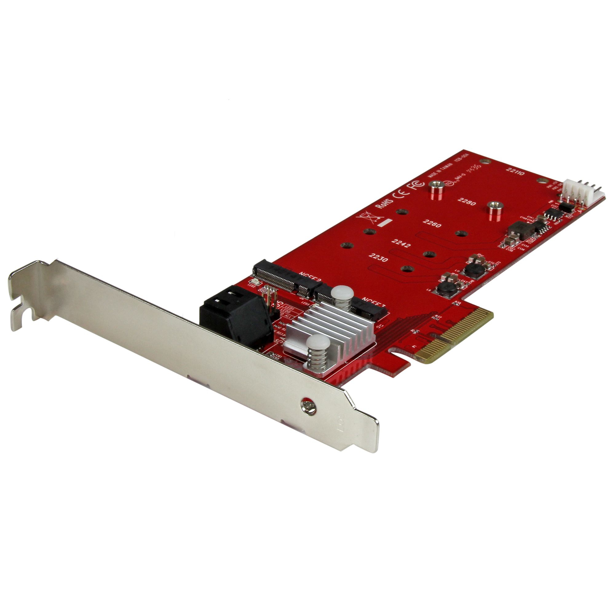 StarTech.com 2x M.2 NGFF SSD RAID Karte plus 2x SATA III Ports - PCIe - 2-fach M.2 RAID Controllerkarte plus zwei SATA Anschlüsse - Speichercontroller (RAID)