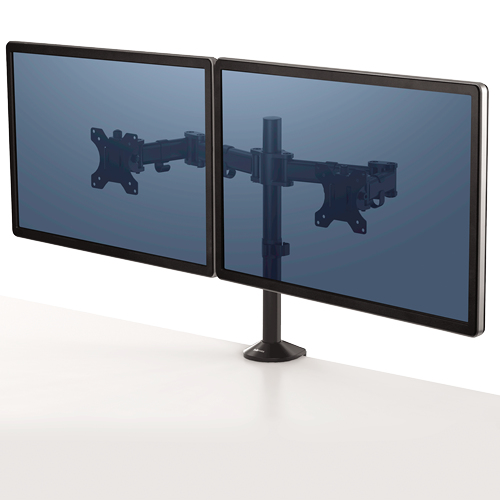 Fellowes Reflex Dual Monitor Arm - Befestigungskit - einstellbarer Arm - für 2 Monitore - Metall - Schwarz, RAL 9017 - Bildschirmgröße: bis zu 68,6 cm (bis zu 27 Zoll)
