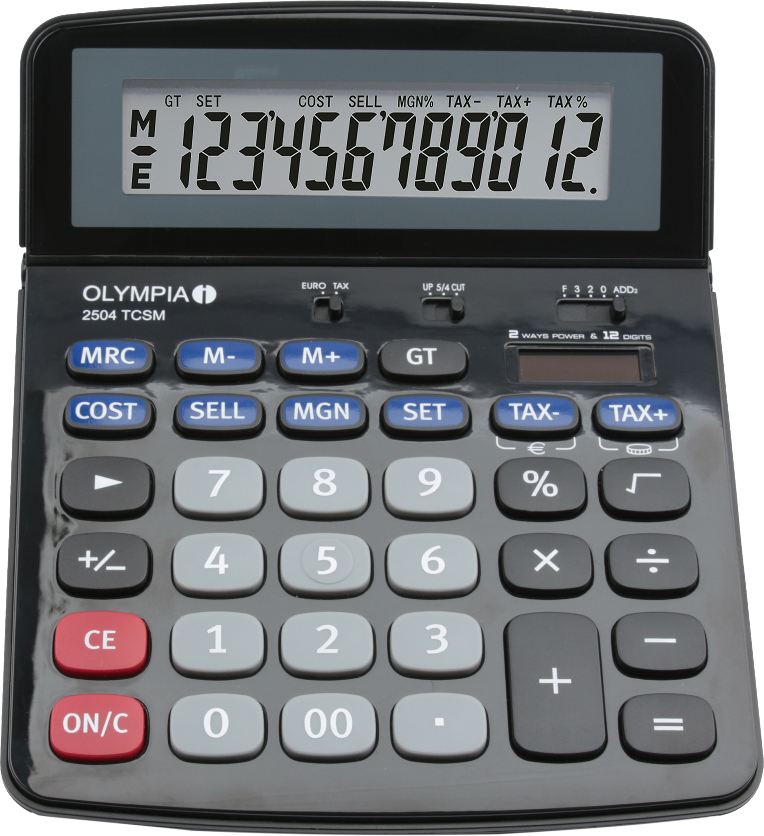 Olympia 2504 - Desktop - Finanzrechner - 12 Ziffern - Batterie/Solar - Schwarz - Blau - Grau
