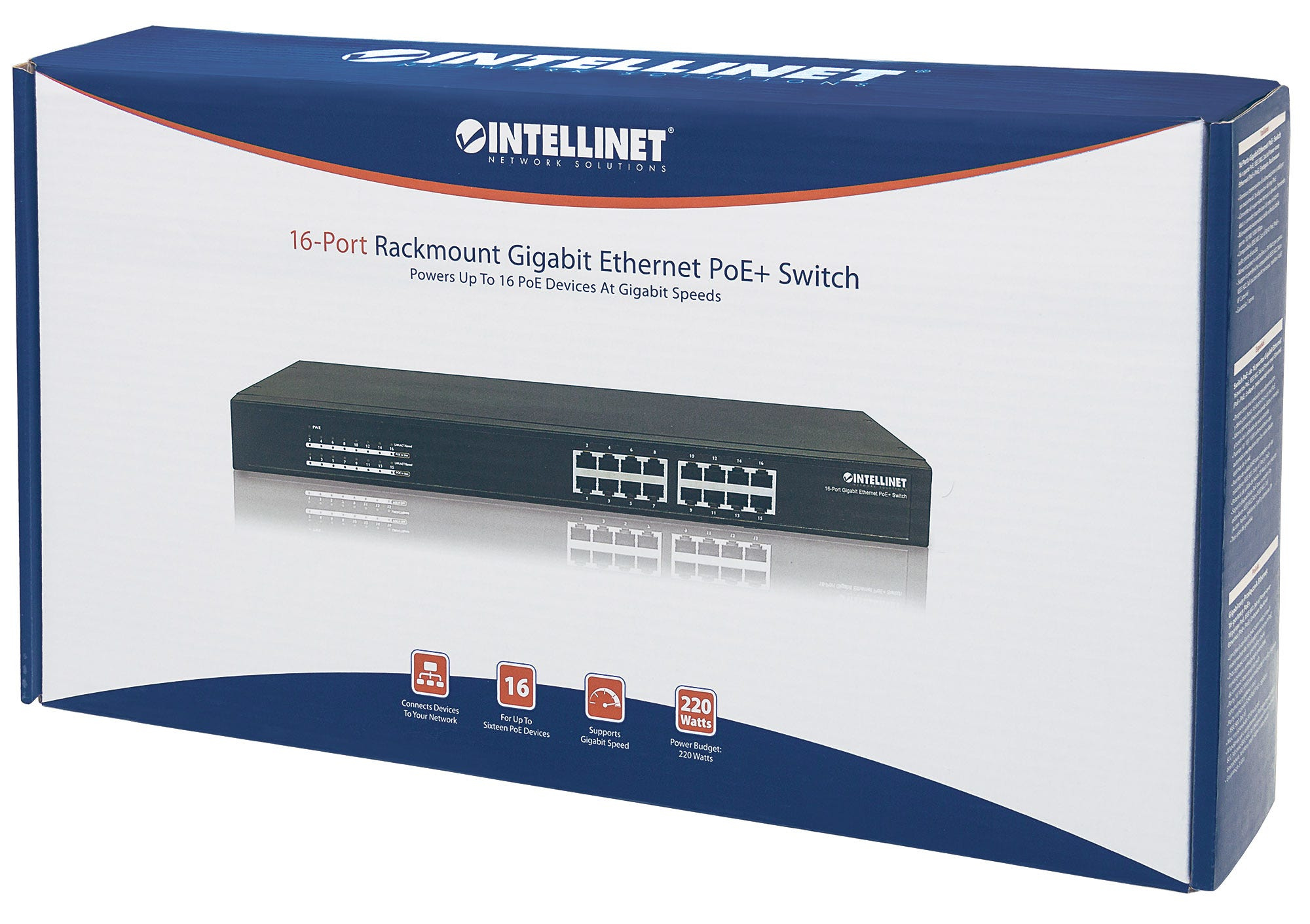 Intellinet 16-Port Gigabit Ethernet PoE+ Switch, 16 x PoE-Ports, IEEE 802.3at/af Power over Ethernet (PoE+/PoE)