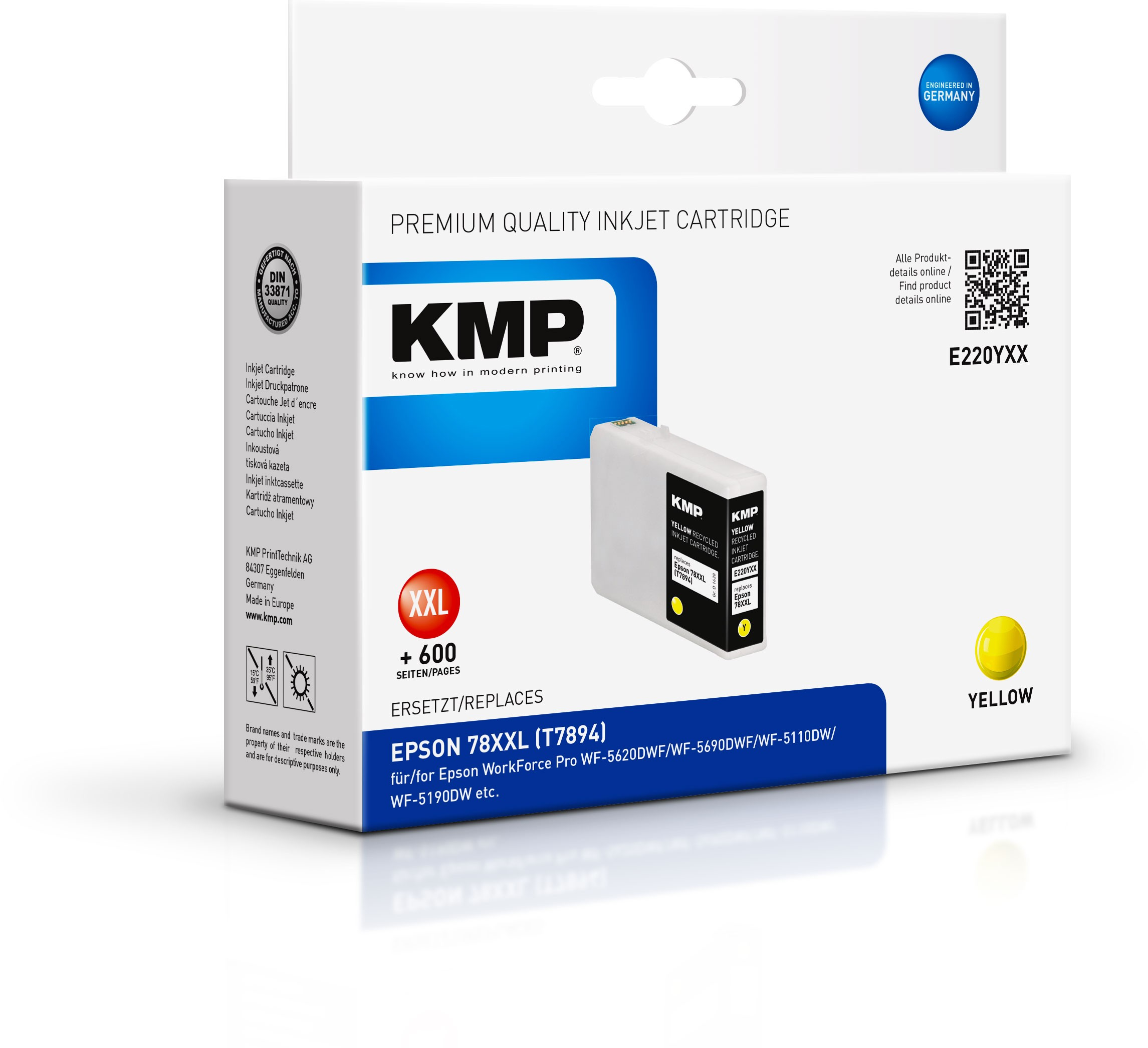 KMP E220YXX - 42 ml - Hohe Ergiebigkeit - Gelb - kompatibel - Tintenpatrone (Alternative zu: Epson T7894)
